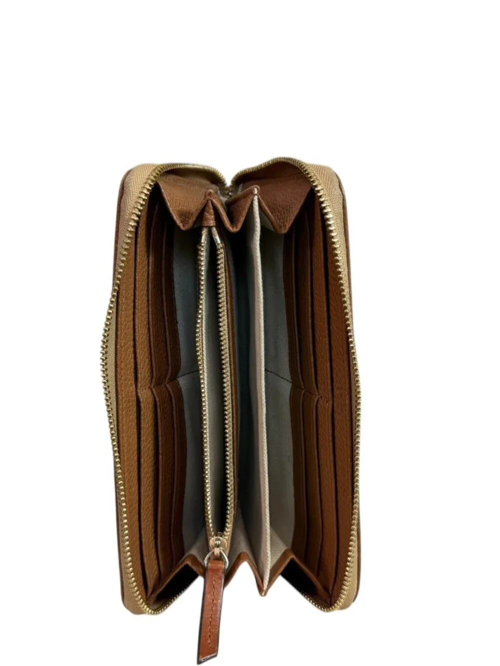 Dooney & Bourke Zip Around Large Wallet Carmel Brown Pebble Leather 8